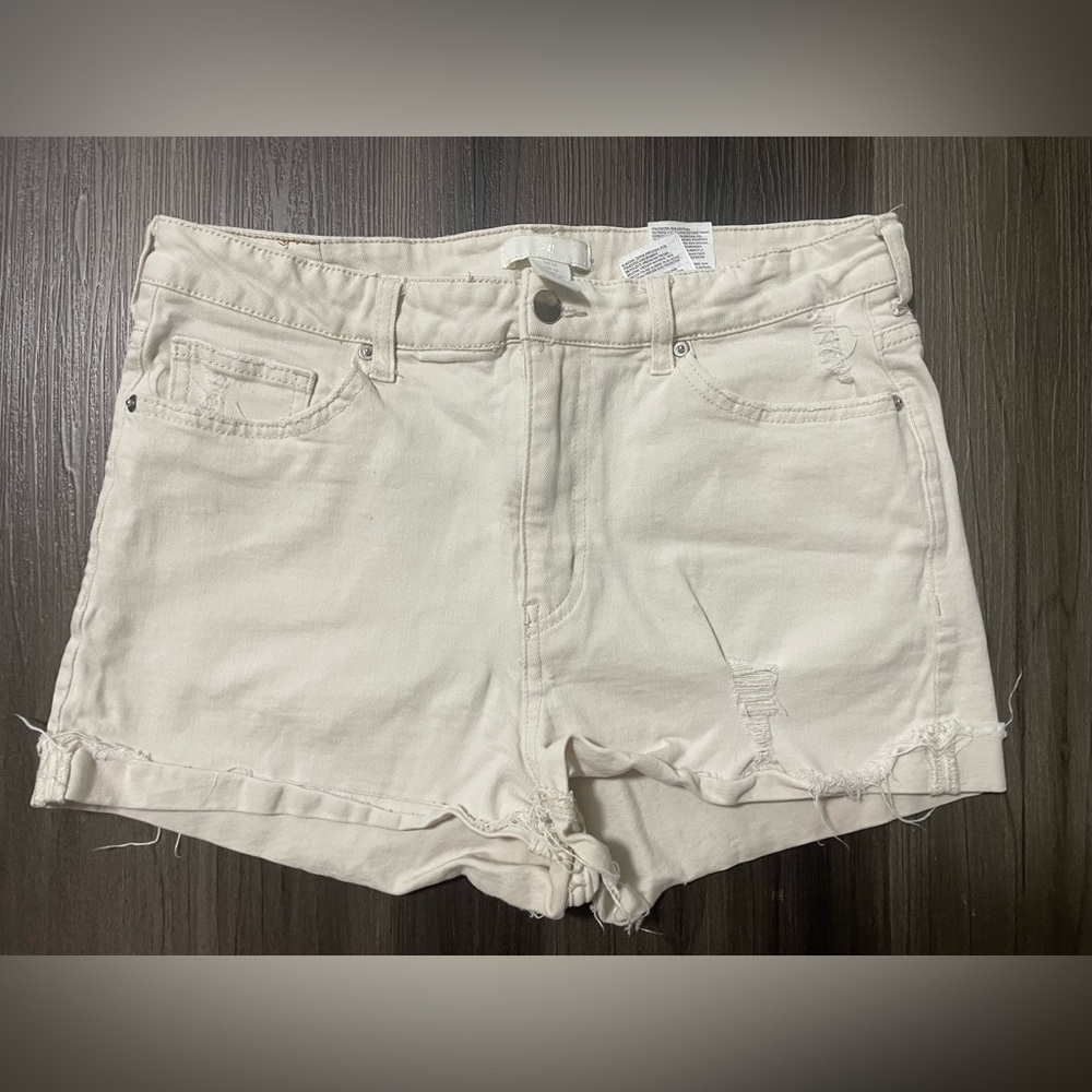 H&M Off-White Jean Shorts